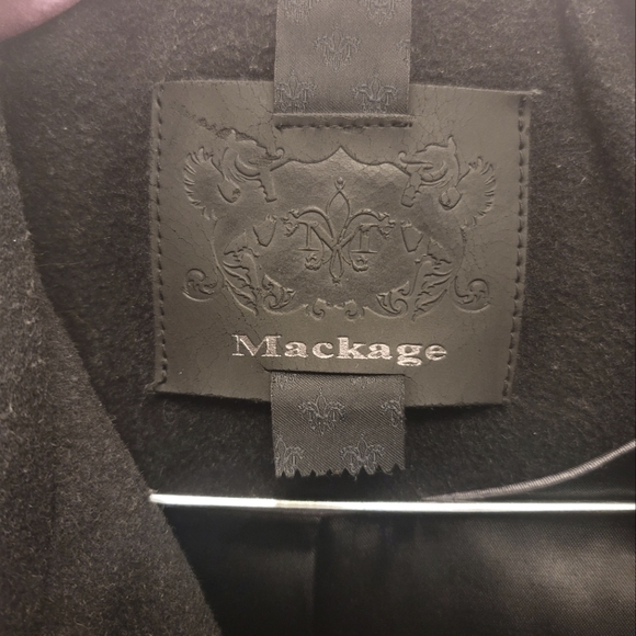 Mackage Designer Wool Peacoat w/leather trim - Picture 2 of 3